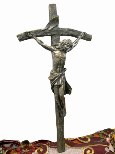 DUŻY KRZYŻ KRUCYFIKS STYLOWY PIĘKNY PREZENT 43cm l