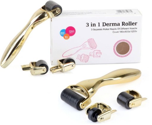 Derma Roller 3w1 Gold Ciało Twarz Oczy 0,2/0,5/1,5