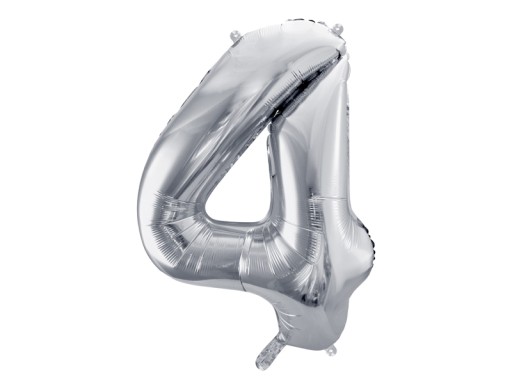 Balon foliowy Cyfra 4 srebrna 86 cm