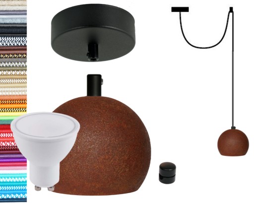 Nowoczesna Lampa wisząca kula czarna z rdzą + gu10