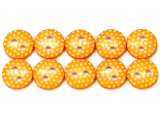 GUZIKI 10mm KROPKI groszki POMARAŃCZOWE 10szt