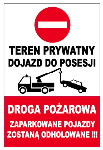 TEREN PRYWATNY DOJAZD DO POSESJI 40x27 TABLICZKA WR45 tablica zadruk UV