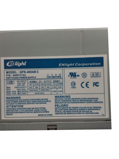 Zasilacz ATX ENLIGHT_ GPS-400ABC USZKODZONY