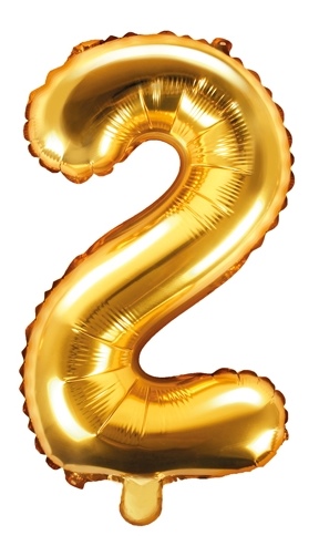 Balon foliowy METALIZOWANY ZŁOTY 35cm Cyfra 2