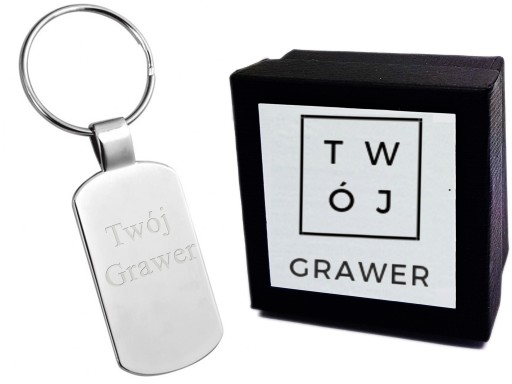 Brelok Metalowy Gładki do Kluczy Grawer + ETUI