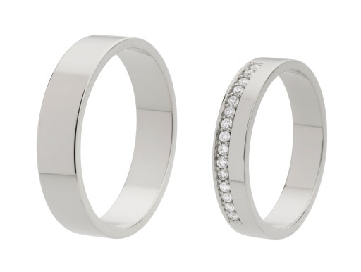 ZŁOTO BIAŁE OBRĄCZKI 4mm z 15 BRYLANTAMI 0.15ct