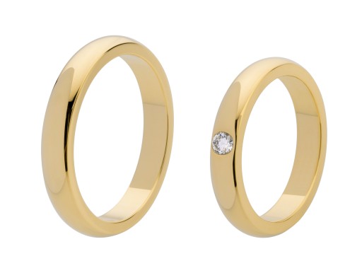 ZŁOTO 585 OBRĄCZKI ŚLUBNE z BRYLANTEM 0.08ct VS