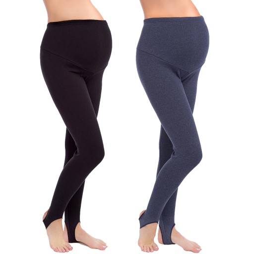 2X LEGGINSY CIĄŻOWE OCIEPLANE ZAPIĘTKA PREG-LS