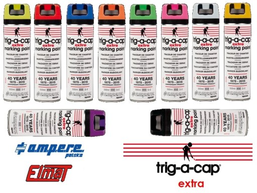 Farba geodezyjna do znakowania spray Ampere trig-a-cap EXTRA 12szt