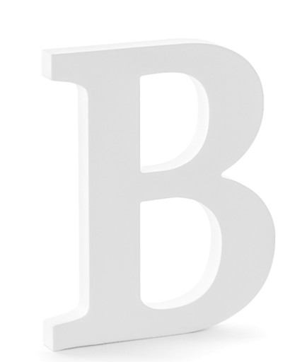 DREWNIANA LITERA B STOJĄCA BIAŁA 3D-20CM WESELE
