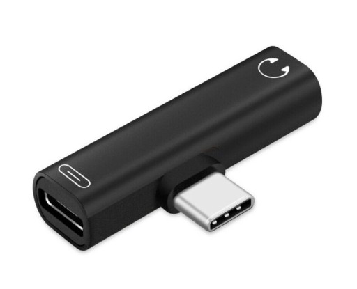 Adapter 2w1 Typ-c do jack 3,5mm i ładowanie kątowy