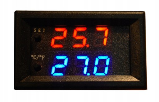Termostat W2809 cyfrowy 12V -50C+110C podwójny LED