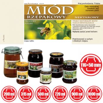 ETYKIETA na miód RZEPAKOWY 100szt etykiety E45