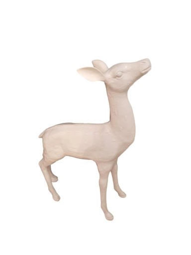 FIGURA OGRODOWA BIAŁA ŚREDNIA SARNA STOJĄCA DESIGN