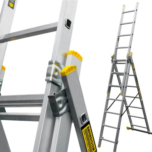 DRABINA ALUMINIOWA 3x7 POLSKA 150KG EN131 TUV PRO