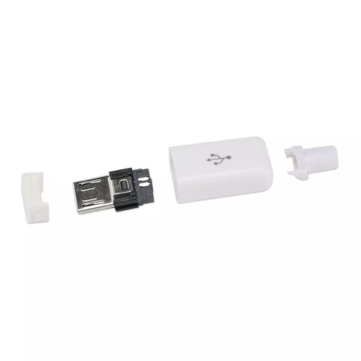 BIAŁY WTYK WTYCZKA MĘSKA MICRO USB MICROUSB 5PIN