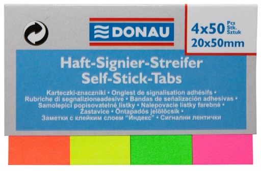 ZAKŁADKI INDEKSUJĄCE 20 x 50 mm, 4 KOLORY x 50,