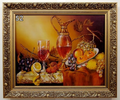 MARTWA NATURA 60X50 CM OBRAZ W ZŁOTEJ RAMIE