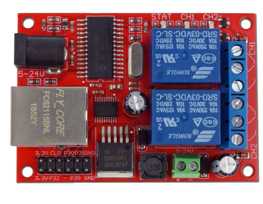 Moduł 2 przekaźników sterowanychPrzez LAN Ethernet