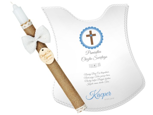 SZATKA I ŚWIECA NA CHRZEST GRAWER GROMNICA +GRATIS