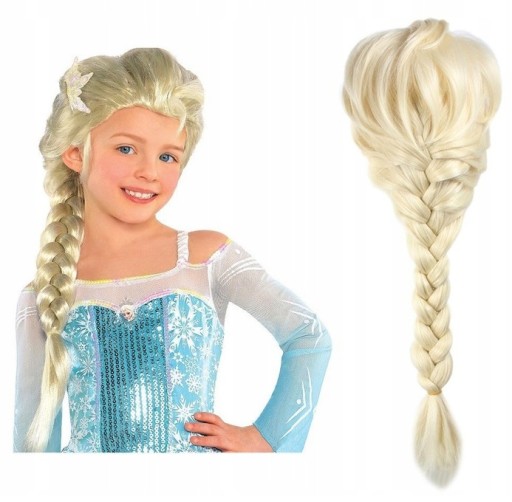 PERUKA WŁOSY WARKOCZ STRÓJ PRZEBRANIE SUKNIA FROZEN KRAINA LODU 2 ELZA ELSA