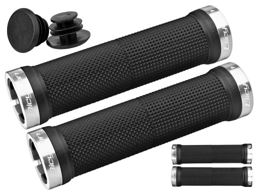 CHWYTY GRIPY BICYKLON LOCK-ON PRZYKRĘCANE SREBRNE