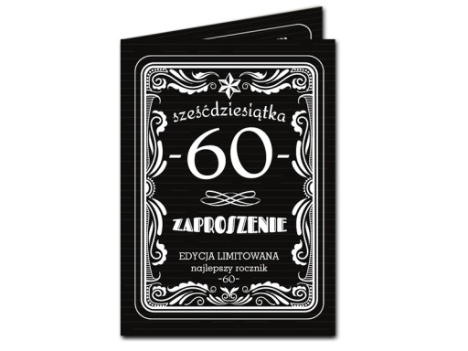 ZAPROSZENIA NA 60 URODZINY JACK DANIELS CZARNE