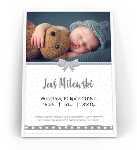 NOWOŚĆ* METRYCZKA ze zdjęciem PREZENT + RAMKA A3