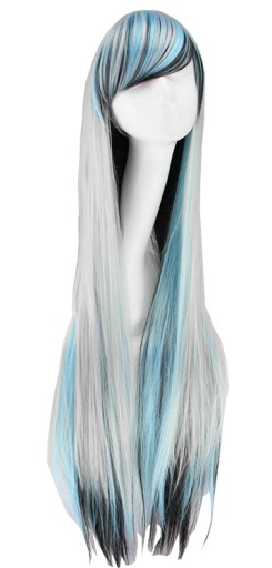 COSPLAY PERUKA 100 CM DŁUGA ANIME MANGA NIEB-CZARN