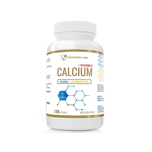 PROGRESS CALCIUM 800mg + WITAMINA C 200mg 120 KAPS WAPŃ NA KOŚCI ODPORNOŚĆ