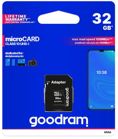 32GB KARTA PAMIĘCI GOODRAM MICRO SDHC ADAPTER SD