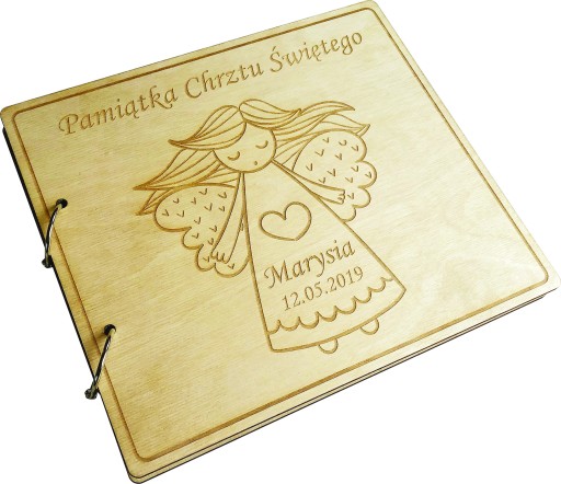 ALBUM DREWNIANY pamiątka PREZENT CHRZEST ŚWIĘTY