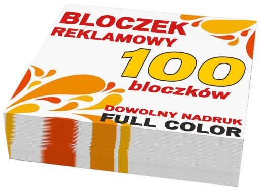 BLOCZKI REKLAMOWE notesy 100 kartek LOGO 100 sztuk
