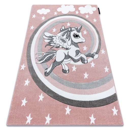 DYWAN DZIECIĘCY MIĘKKI 80x150 KUCYK UNICORN PONY GWIAZDKI róż #GR3455