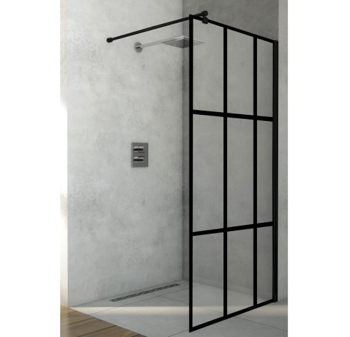 NOWOŚĆ Kabina CZARNE PROFILE WALK IN ścianka 90 cm