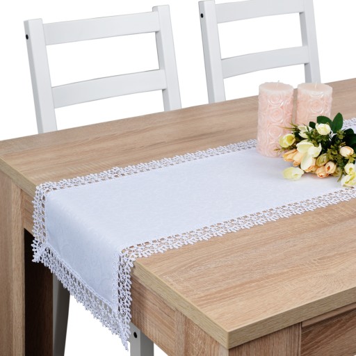 elegancki bieżnik z gipiurą FLORENCJA 50x100 biały