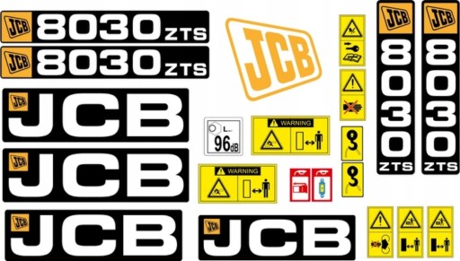 NAKLEJKI JCB 8030 ZTS + PIKTOGRAMY LAMINOWANE