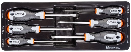 Wkrętaki PH PŁASKIE 6 elementów wkład +tacka C1190