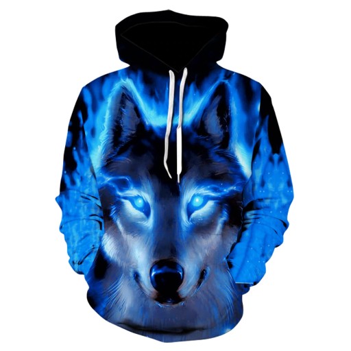 MĘSKA DAMSKA BLUZA Z KAPTUREM WILK NADRUK 3D 2XL