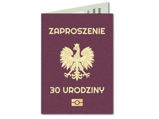 ZAPROSZENIE NA 30 URODZINY PASZPORT URODZINOWY