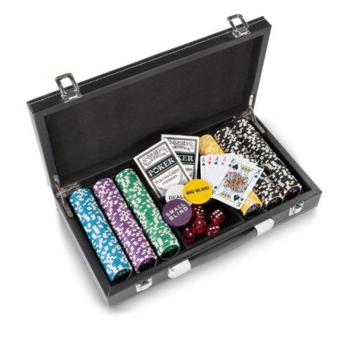 LUX ZESTAW DO POKERA 300 ŻETONY KARTY POKER SKÓRA