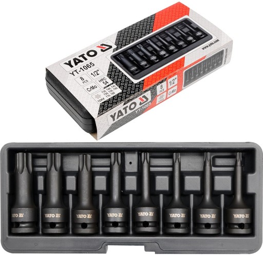 YATO ZESTAW KOMPLET UDAROWYCH KLUCZY TRZPIENIOWYCH TORX YT-1065 + WALIZKA