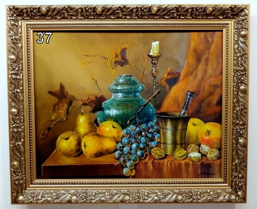 MARTWA NATURA 60X50 CM OBRAZ W ZŁOTEJ RAMIE