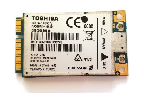 KARTA MODEM 3G TOSHIBA ERICSSON F3507g