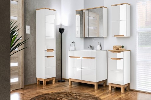 ZESTAW MEBLI ŁAZIENKOWYCH B-08 KOLOR BIAŁY 80CM