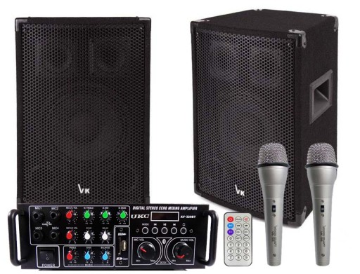 ZESTAW ESTRADOWY 600 W 2 KOLUMNY WZMACNIACZ 2 MIKR