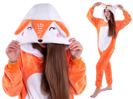 LISEK Lis PIŻAMA Kigurumi Przebranie Dla Dzieci Dziecięce Kombinezon 128