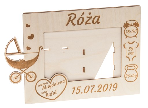METRYCZKA ramka na zdjęcie prezent chrzest grawer!
