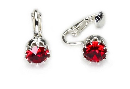 Czerwone Klipsy Swarovski Siam Małe Jablonex