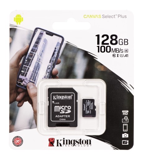 KINGSTON CANVAS micro SDXC 128GB ADAPTER SD 100MB